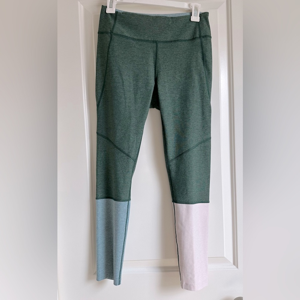 Outdoor Voices Women’s Color Block Leggings | Size: M | Green/Blue/Baby Pink
